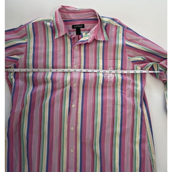Lauren Ralph Lauren Monogram Button Up Rainbow Size Small Medium - Picture 7 of 10